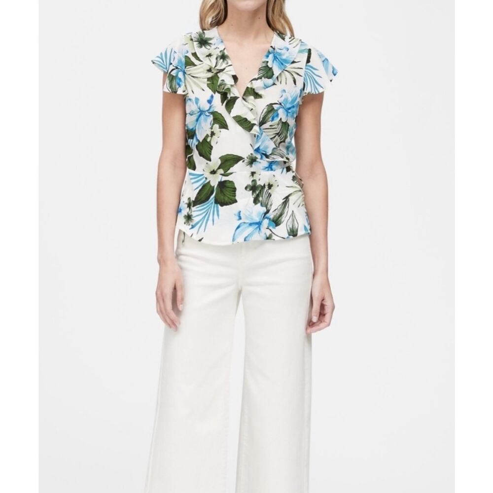 NEW Banana Republic Peplum Chiffon Wrap Blouse